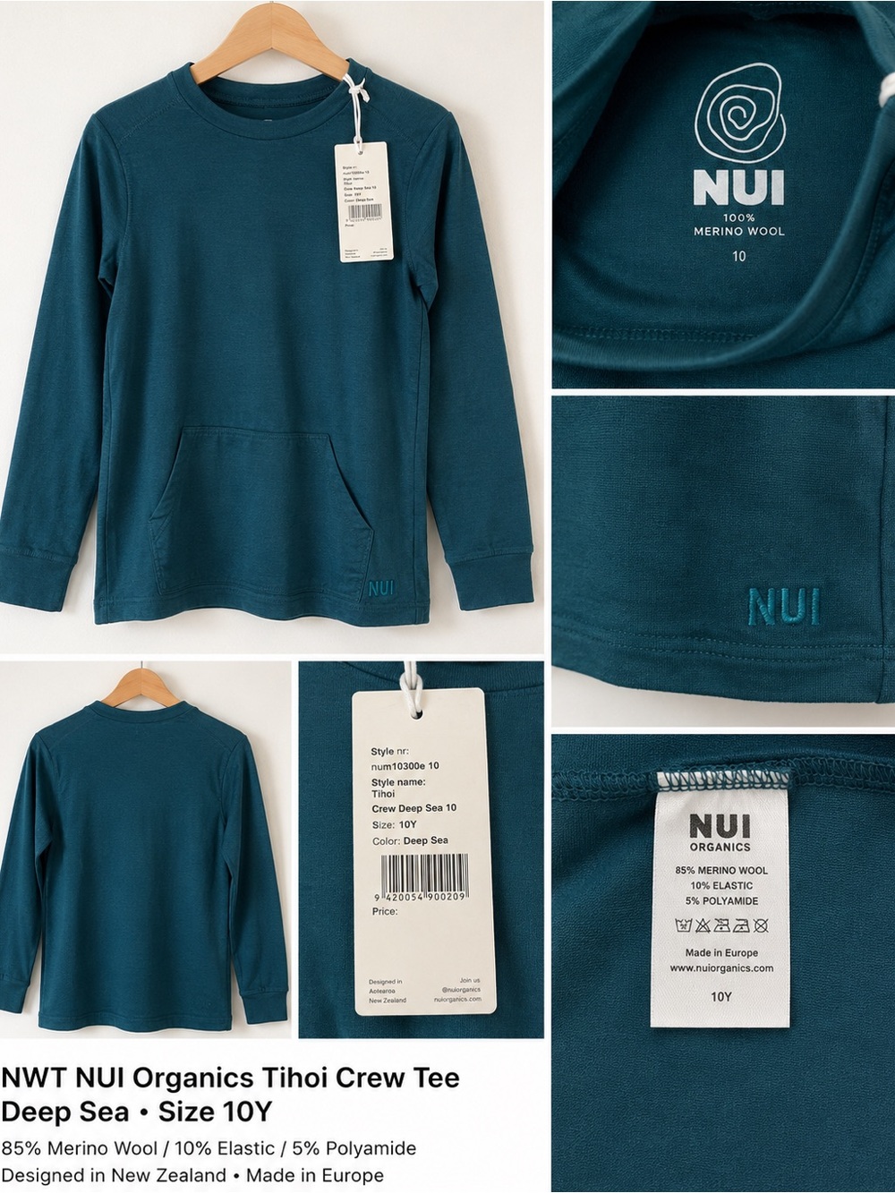 Nui Kids Long Sleeve Tee in Deep Sea Blue